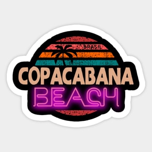 Copacabana Beach neon vintage retro sunset palmtrees Sticker